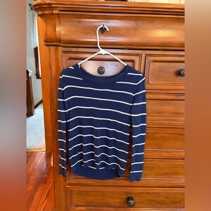 SO Perfect Pullover Navy & White Striped Sweater XS Lightweight Knit